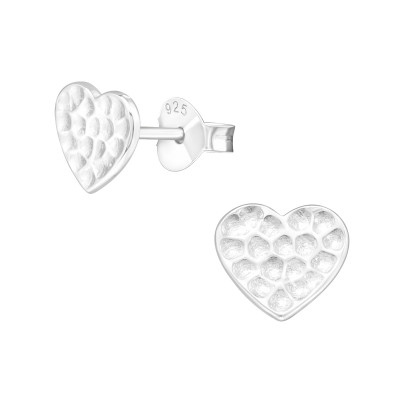 Silver Heart Ear Studs