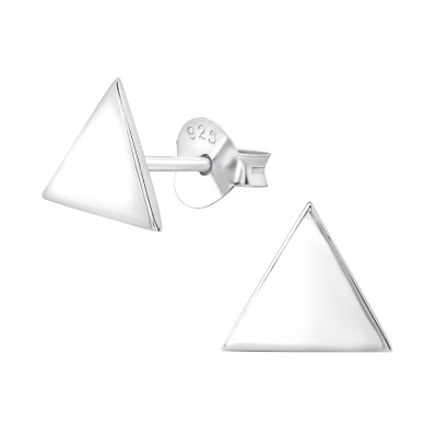 Silver Triangle Ear Studs