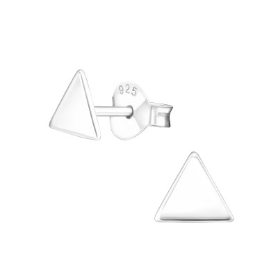 Silver Triangle Ear Studs