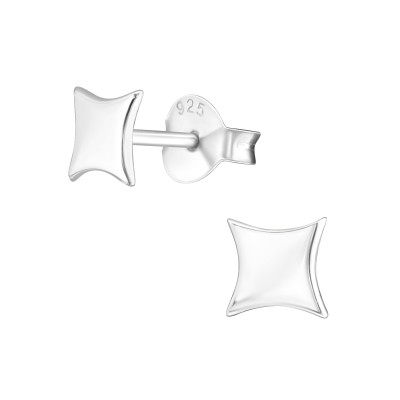 Silver Square Ear Studs