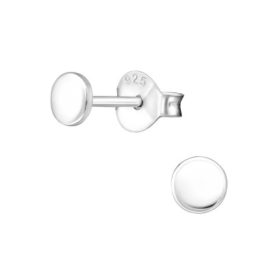 Silver Round Ear Studs