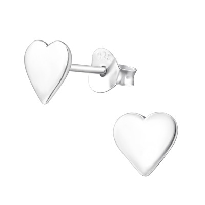 Silver Heart Ear Studs