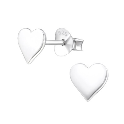 Silver Heart Ear Studs