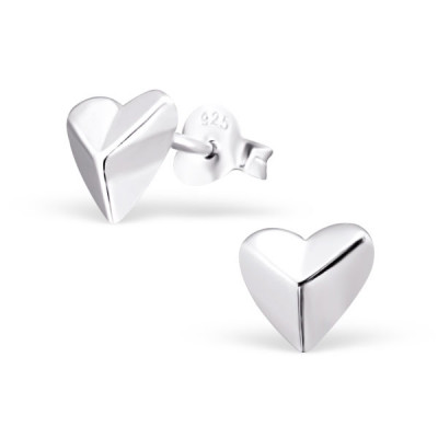 Silver Heart Ear Studs