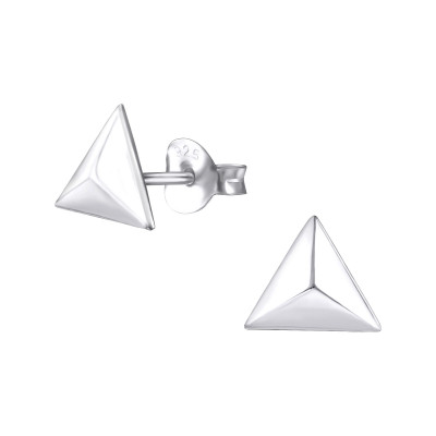 Silver Triangle Ear Studs