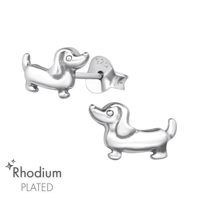 Dachshund Sterling Silver Ear Studs