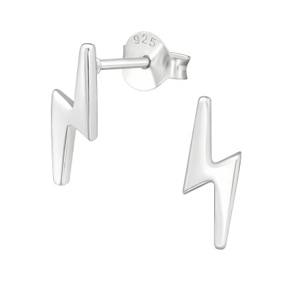 Silver Thunderbolt Ear Studs