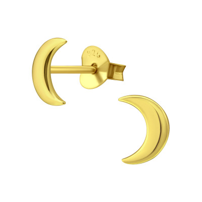 Silver Moon Ear Studs