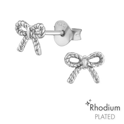 Silver Bow Ear Studs