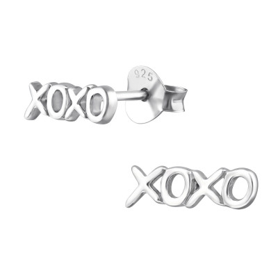 Silver XOXO Ear Studs