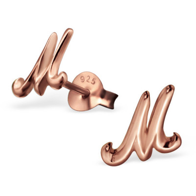 Letter M Sterling Silver Ear Studs