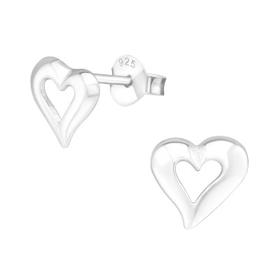 Silver Heart Ear Studs