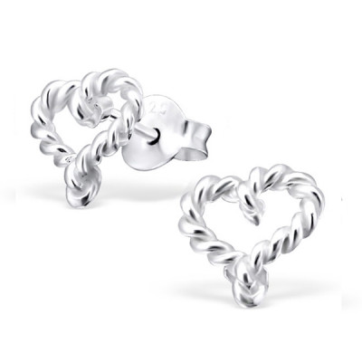 Silver Heart Ear Studs