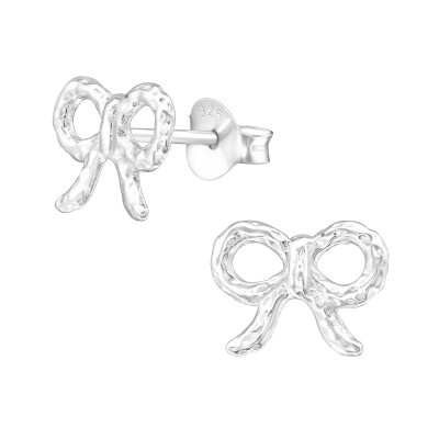 Silver Bow Ear Studs