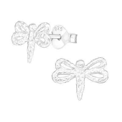 Silver Dragonfly Ear Studs