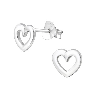 Silver Heart Ear Studs