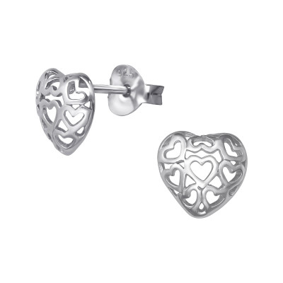 Heart Sterling Silver Ear Studs