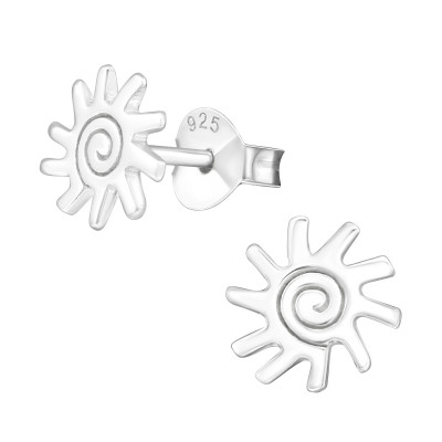 Silver Sun Ear Studs