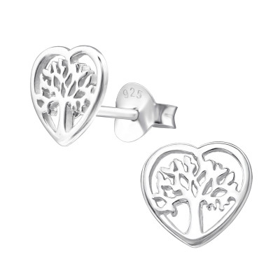 Silver Tree Of Life Ear Studs