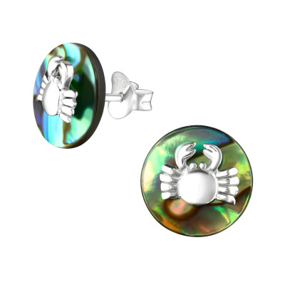 Silver Crab Ear Studs with Imitation Stone