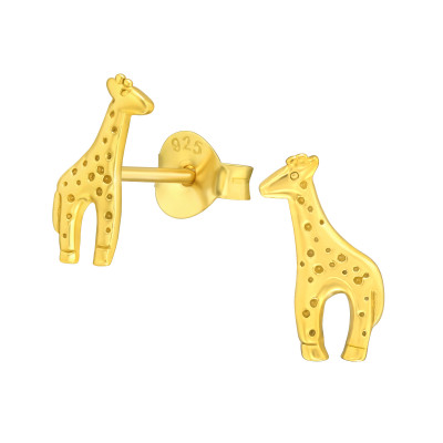 Silver Giraffe Ear Studs