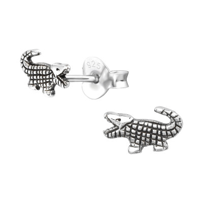 Silver Crocodile Ear Studs