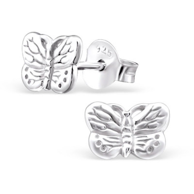 Silver Butterfly Ear Studs