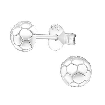 Silver Football Ear Studs