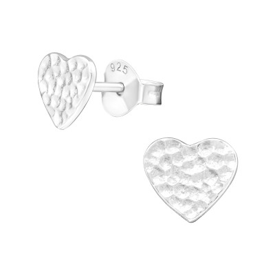 Silver Heart Ear Studs