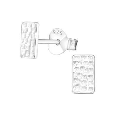 Silver Rectangle Ear Studs