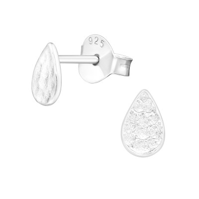 Silver Pear Ear Studs