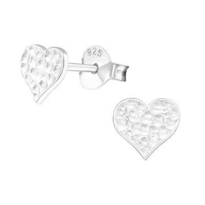 Silver Heart Ear Studs