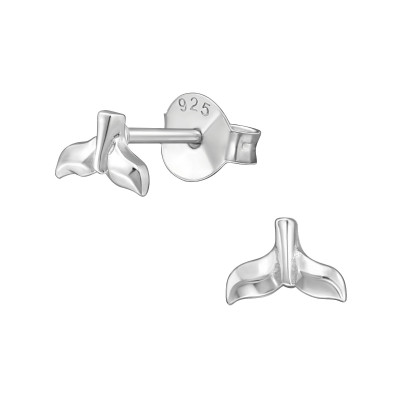 Whale's Tail Sterling Silver Ear Studs