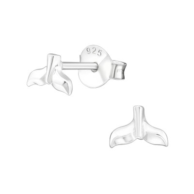 Silver Whale Tail Ear Studs