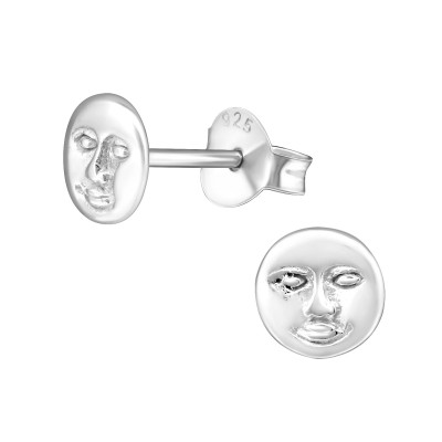 Silver Face Ear Studs