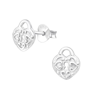 Silver Heart Ear Studs