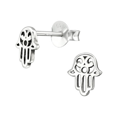 Silver Hamsa Ear Studs