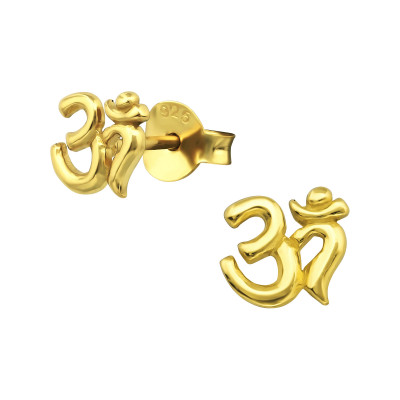 Silver Om Ear Studs