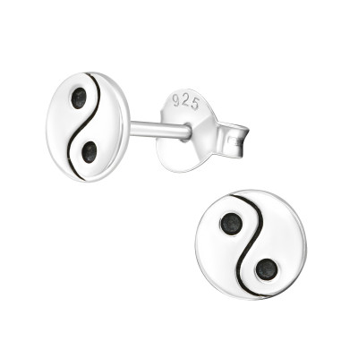 Silver Yin-Yang Ear Studs