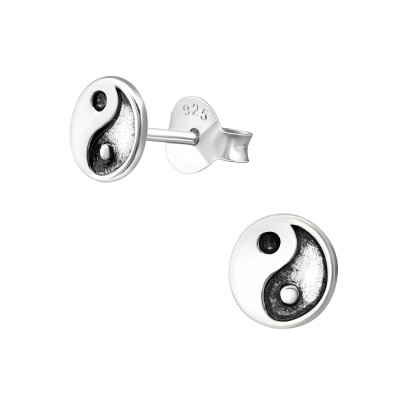 Silver Yin-Yang Ear Studs