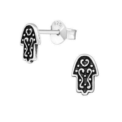 Silver Hamsa Ear Studs