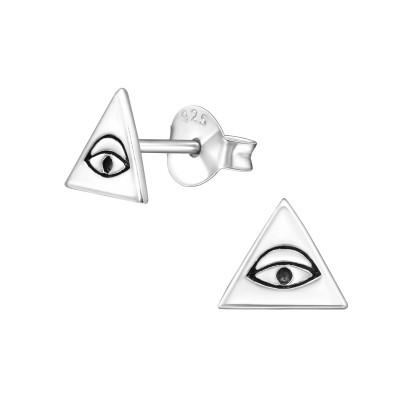 Silver Triangle Ear Studs