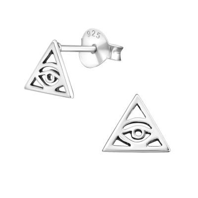 Silver Triangle Ear Studs