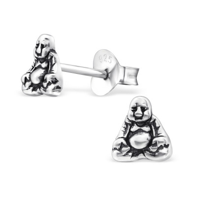 Silver Buddha Ear Studs