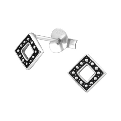 Silver Square Ear Studs