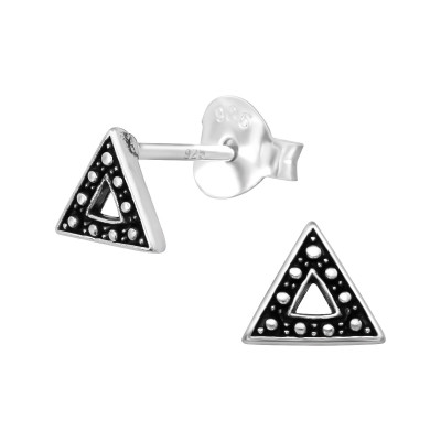 Silver Triangle Ear Studs