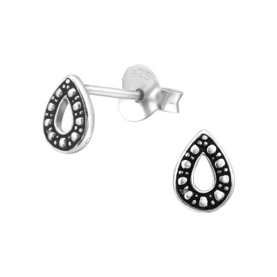 Silver Pear Ear Studs