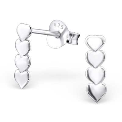 Silver Heart Ear Studs