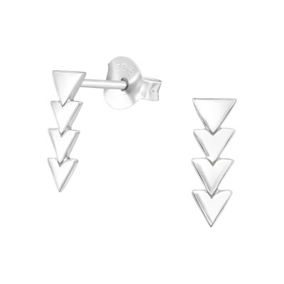 Silver Triangle Ear Studs