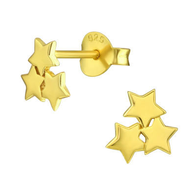 Silver Triple Star Ear Studs